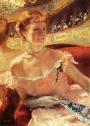 Mary Cassatt Woman with a Pearl Necklace in a Loge Spain oil painting artist